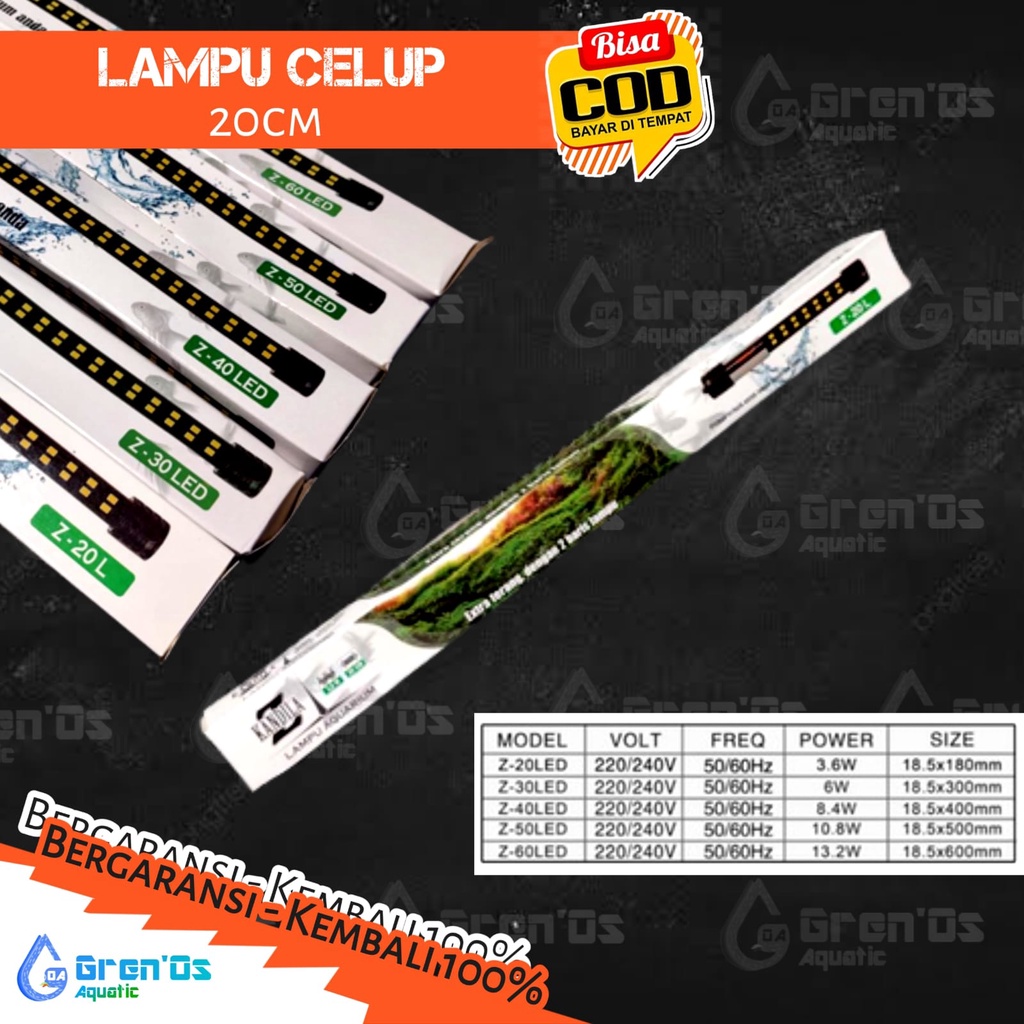 Jual Lampu Celup Kandila Z Cm Aquarium Hemat Listrik Warna Putih