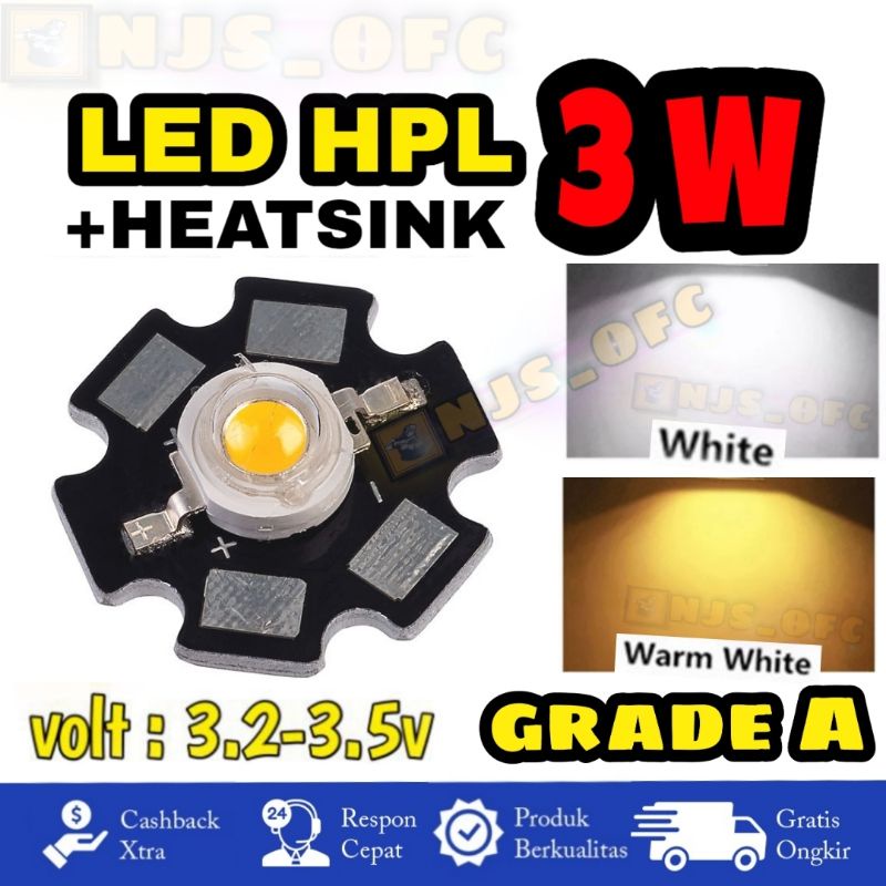 Jual Led Hpl Watt Grade A Star Pcb Heatsink Putih White Warm White