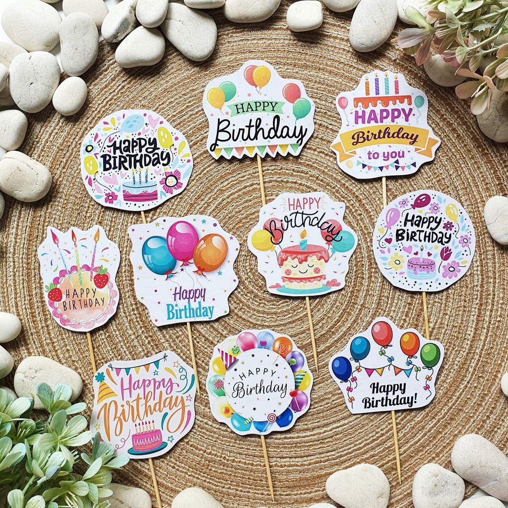 Jual Satu Set Cake Topper Hiasan Kue Ulang Tahun Motif Aneka Cake Kue