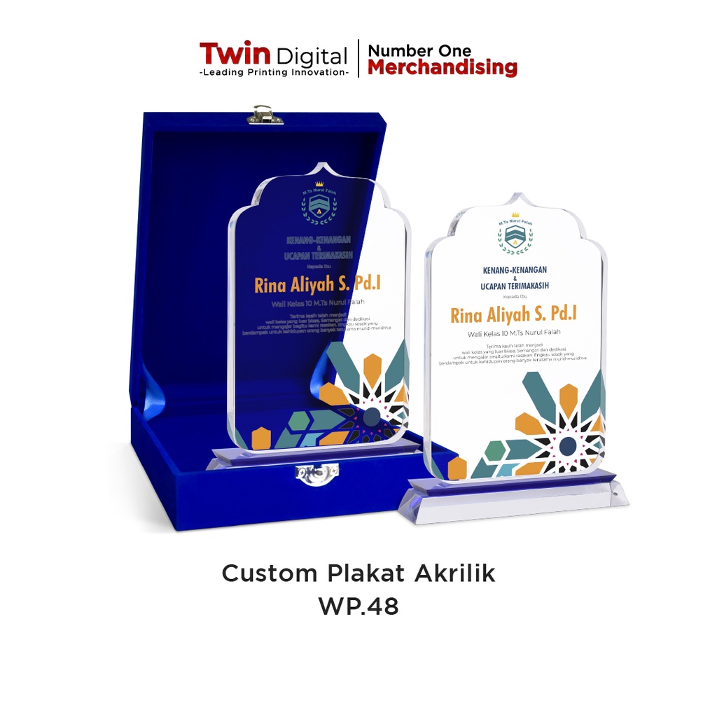 Jual Twindigital Plakat Akrilik Premium Piagam Penghargaan Piala Thropy