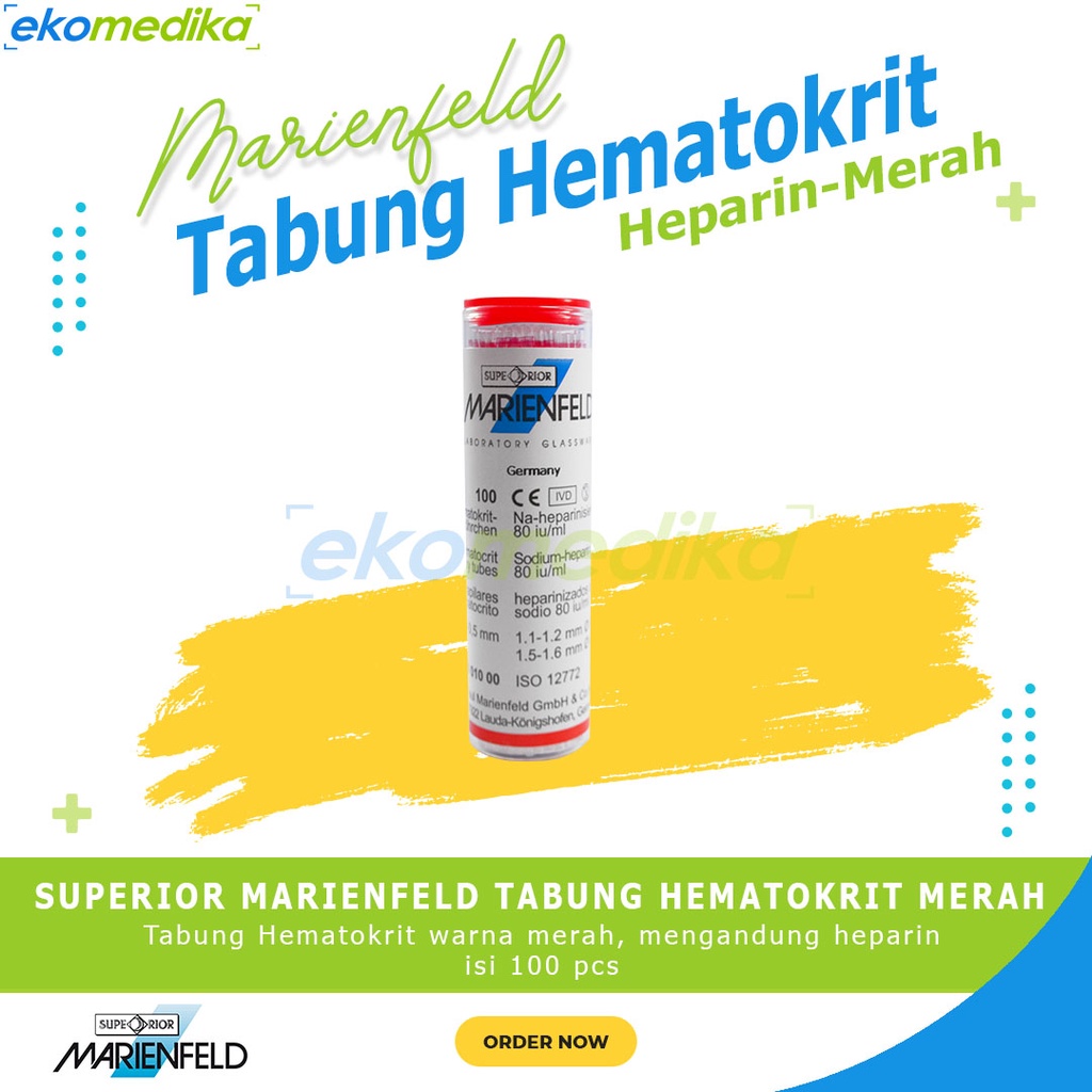 Jual Tabung Mikro Kapiler Hematokrit Tube Heparine Red Isi 100