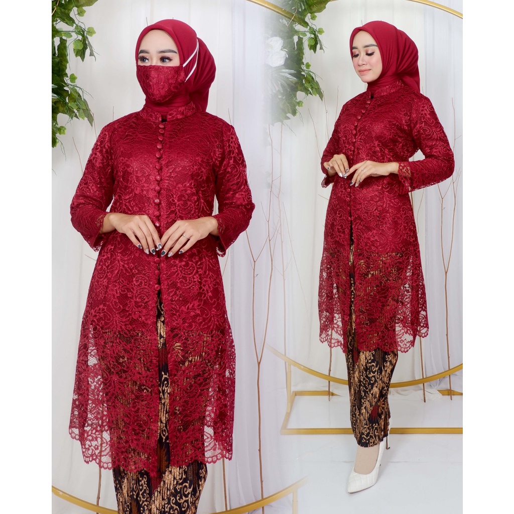 Jual Stelan Tunik Busui Kebaya Brukat Kebaya Kancing Seribu Kebaya