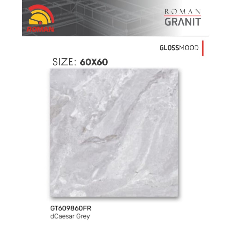 Jual ROMANGRANIT DCaesar Grey 60x60 GT609860FR ROMAN GRANIT GLOSSMOOD