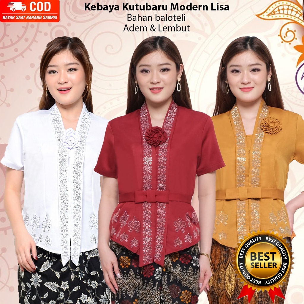 Jual Atasan Kutubaru Modern Lisa Lengan Pendek Pakaian Tradisional