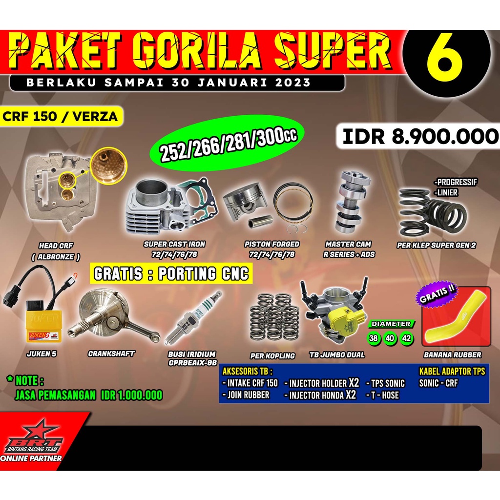 Jual Paket Trabas Gorila Super Crf Verza Brt Head Albronze