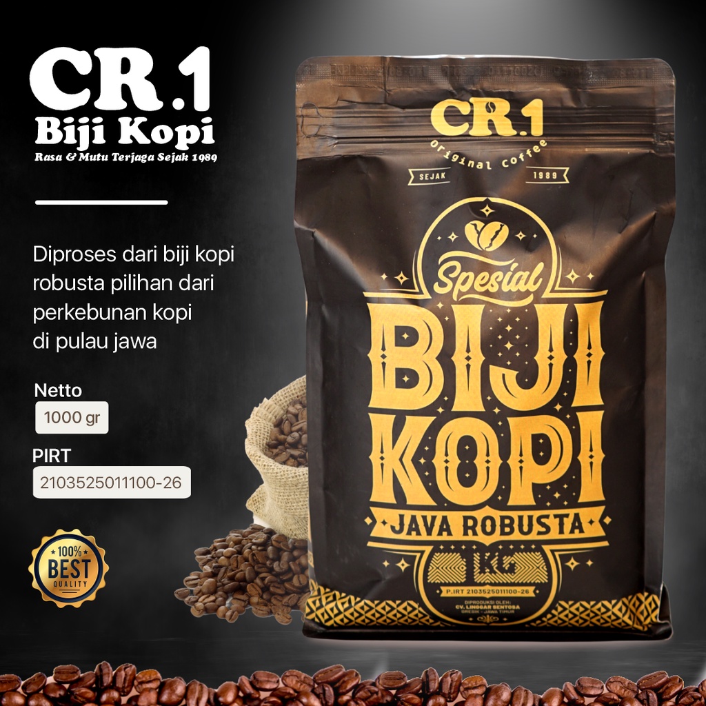 Jual BIJI KOPI CR1 JAVA ROBUSTA KEMASAN 1KG Shopee Indonesia