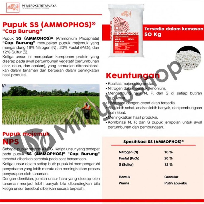 Jual PUPUK MEROKE SS AMMOPHOS 50 KG KEMASAN PABRIK GOSEND GRAB ORIGINAL