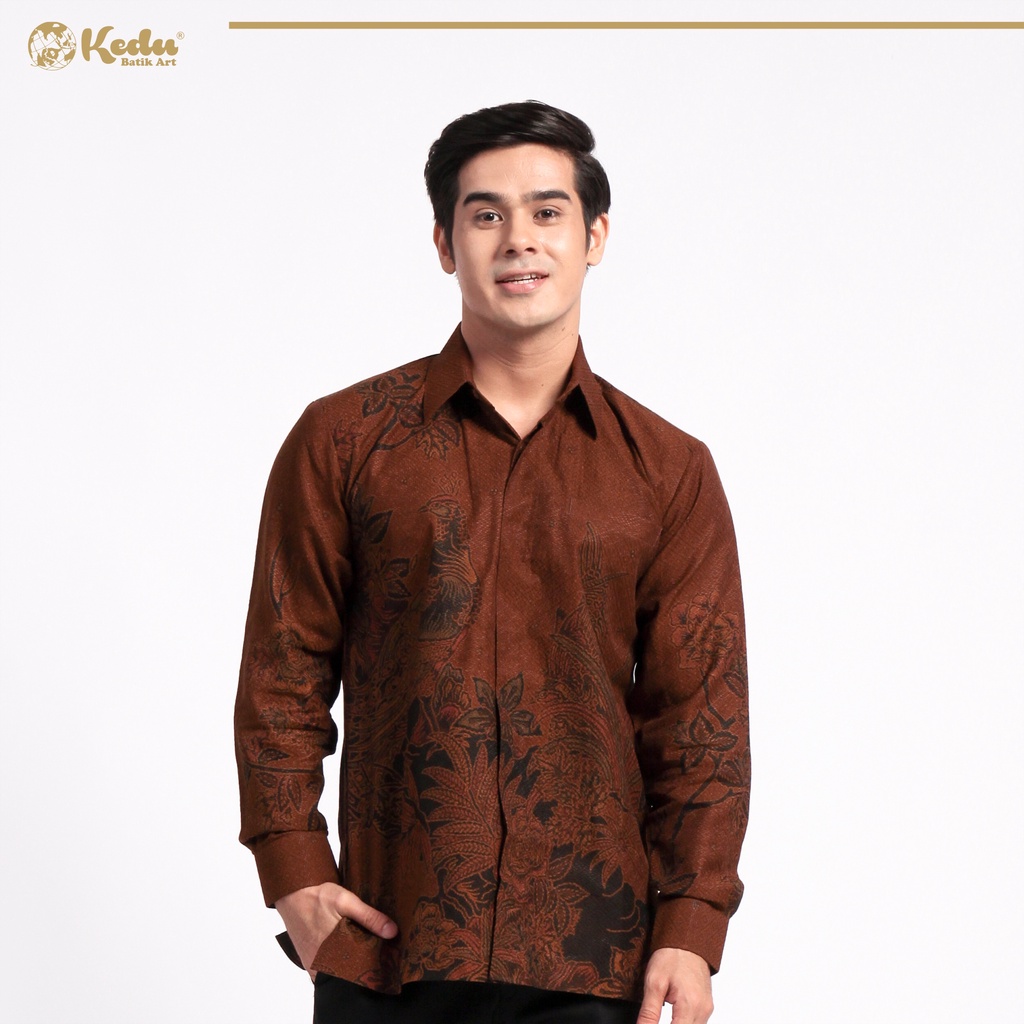 Jual Kedu Batik Dobby Cendrawasih Coklat Kemeja Batik Pria Lengan