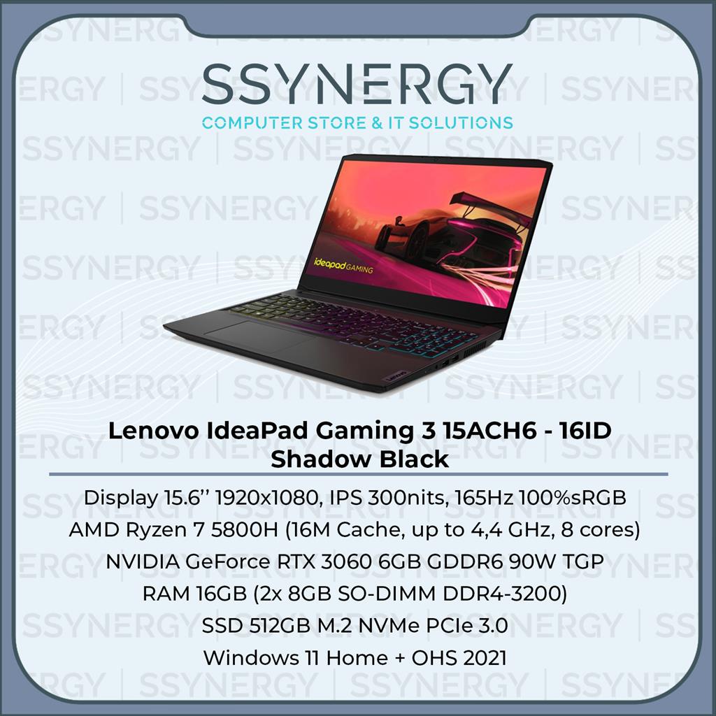 Jual LENOVO IdeaPad Gaming 3 15ACH6 16ID R7 5800H 16GB 512GB W11 OHS21