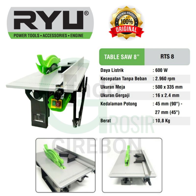 Jual Ryu Rts Inch Table Saw Mesin Gergaji Meja Mesin Potong Kayu