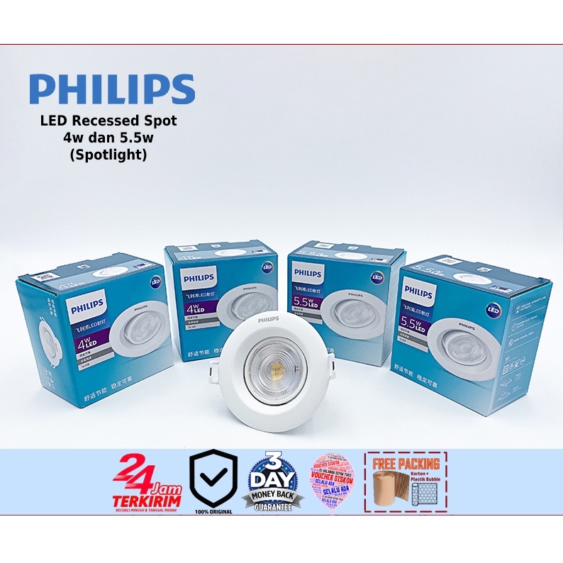 Jual Philips Downlight Spotlight Adjustable Lampu Sorot LED Recessed