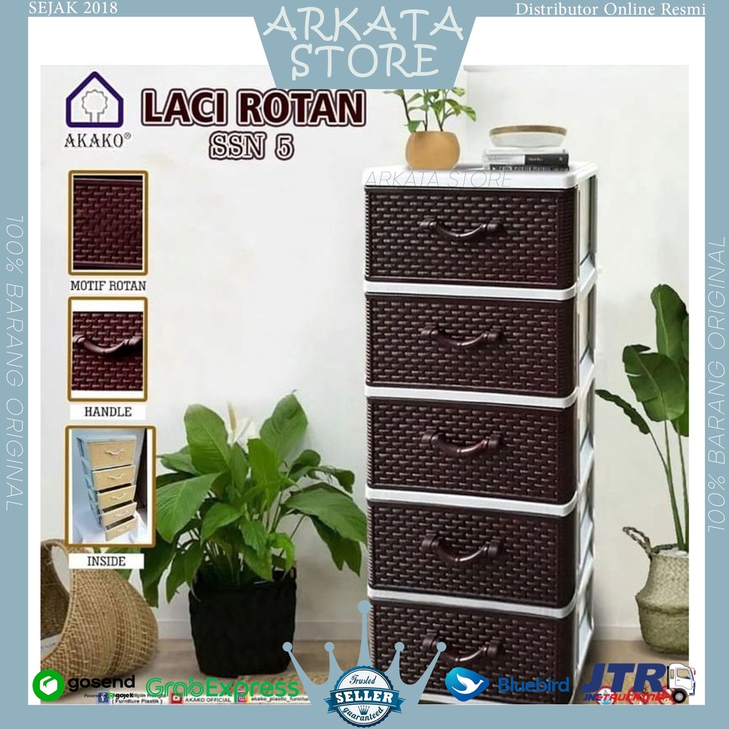 Jual Lemari Laci Rotan Akako 3 Susun 4 Susun 5 Susun Rak Baju Laci