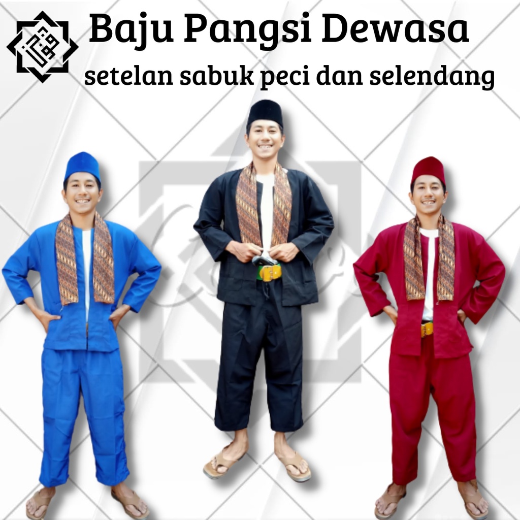 Jual Baju Pangsi Dewasa Setelan Sabuk Peci Selendang Baju Pangsi