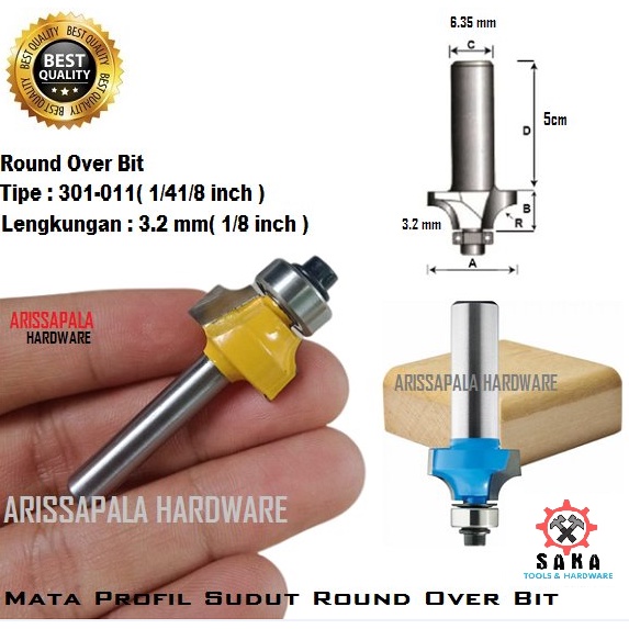 Jual Jual Mata Profil Sudut Round Over Bit Mata Pisau Mesin Router