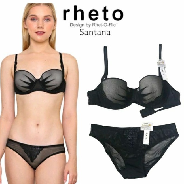 Jual Bra Set With Panty Rheto Style Santana Color Cup White Mesh Black