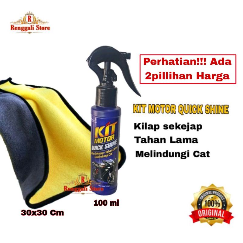 Jual Paket Kit Quik Shine Pengkilap Body Kenderaan Motor 100 Ml Kain