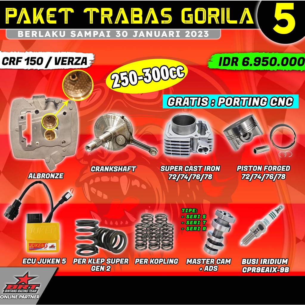 Jual Paket Trabas Gorila Crf Verza Head Albronze Kruk As