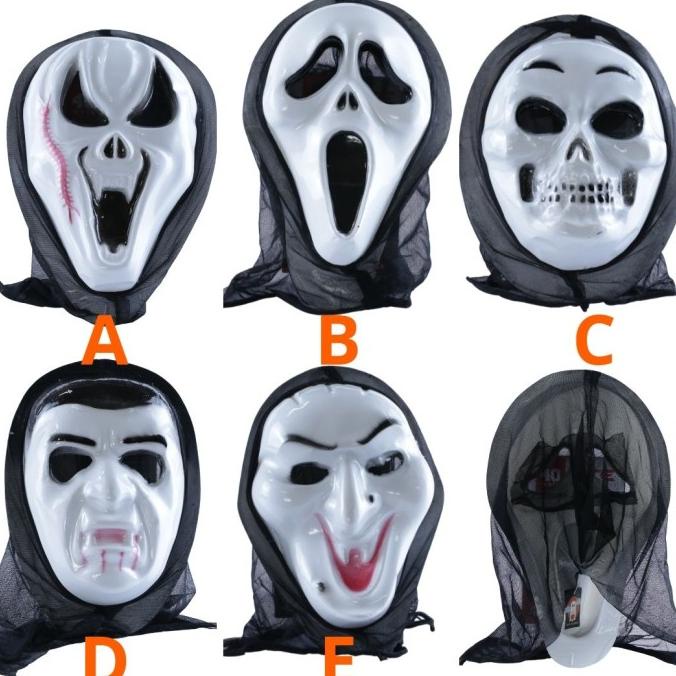 Jual Topeng Halloween Scream Kostum Hantu Seram Scary Skull Ghost