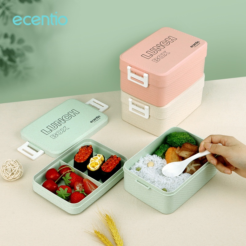 Jual Ecentio Tempat Makan Lunch Box Jerami Gandum Color Ml With