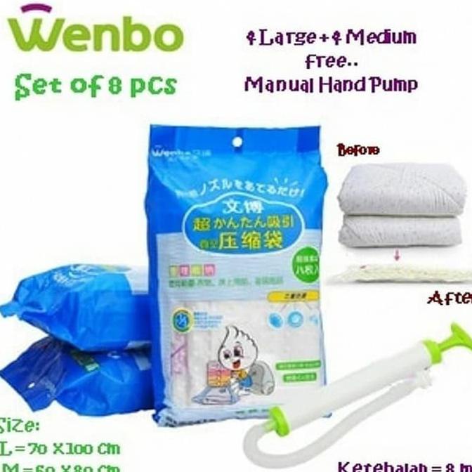 Jual Produk Wenbo Vacuum Bag Isi Free Pompa Manual Vakum Bags