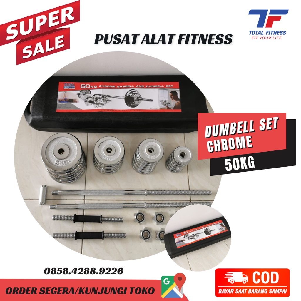 Jual Alat Angkat Beban DUMBELL SET Beban 50kg Total Fitness Shopee