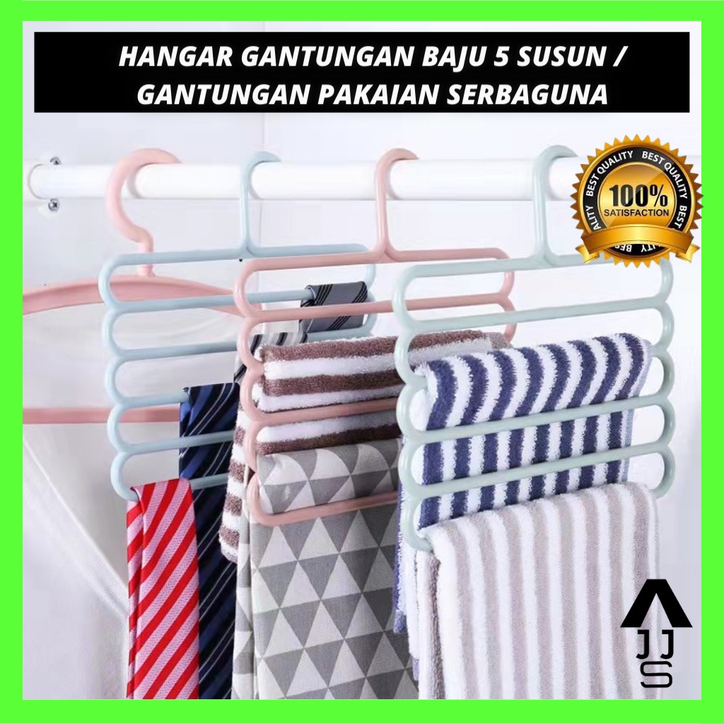 Jual Hanger Gantungan Pakaian 5 Susun Jemuran Baju Hijab Handuk Dasi 5