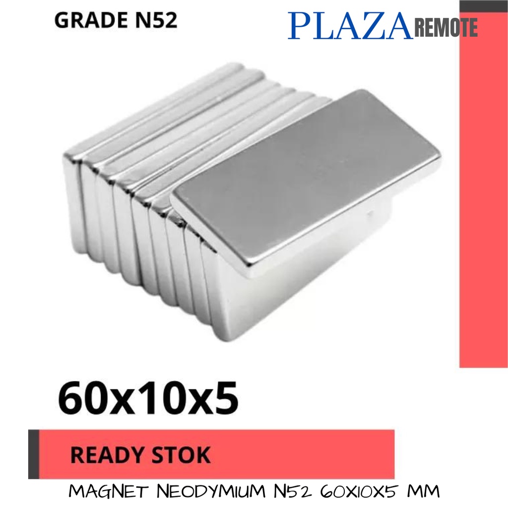 Jual STRONG MAGNET NEODYMIUM KOTAK N52 NdFeB SQUARE 60x10x5 MM Shopee