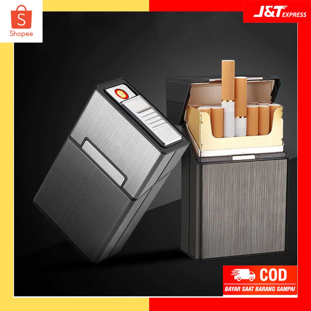 Jual All Size Kotak Rokok 20 Slot Dengan Korek Elektrik Desain Polos