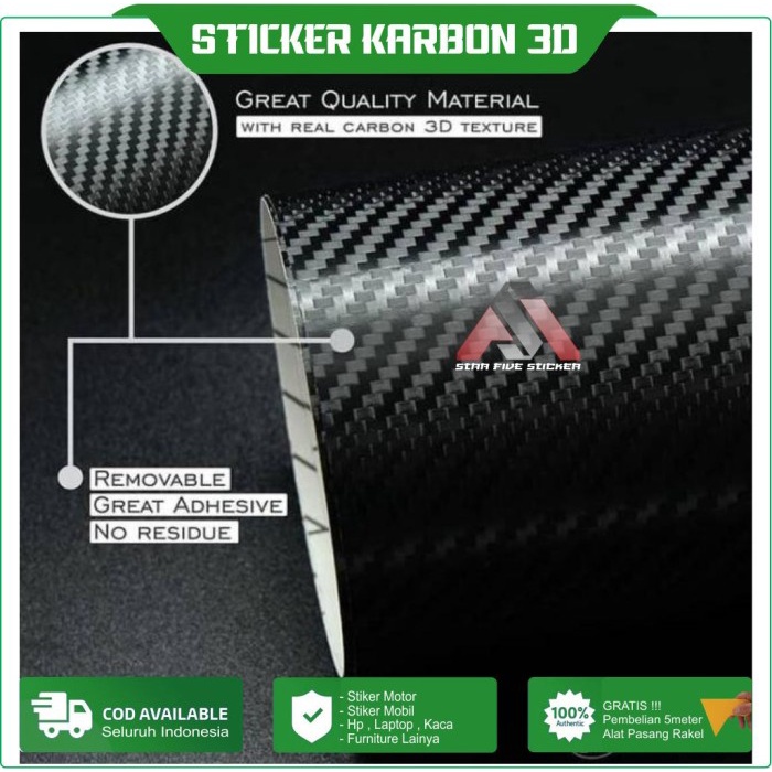 Jual Produk Terbaru Stiker Skotlet Karbon Sticker Carbon D Warna Hitam