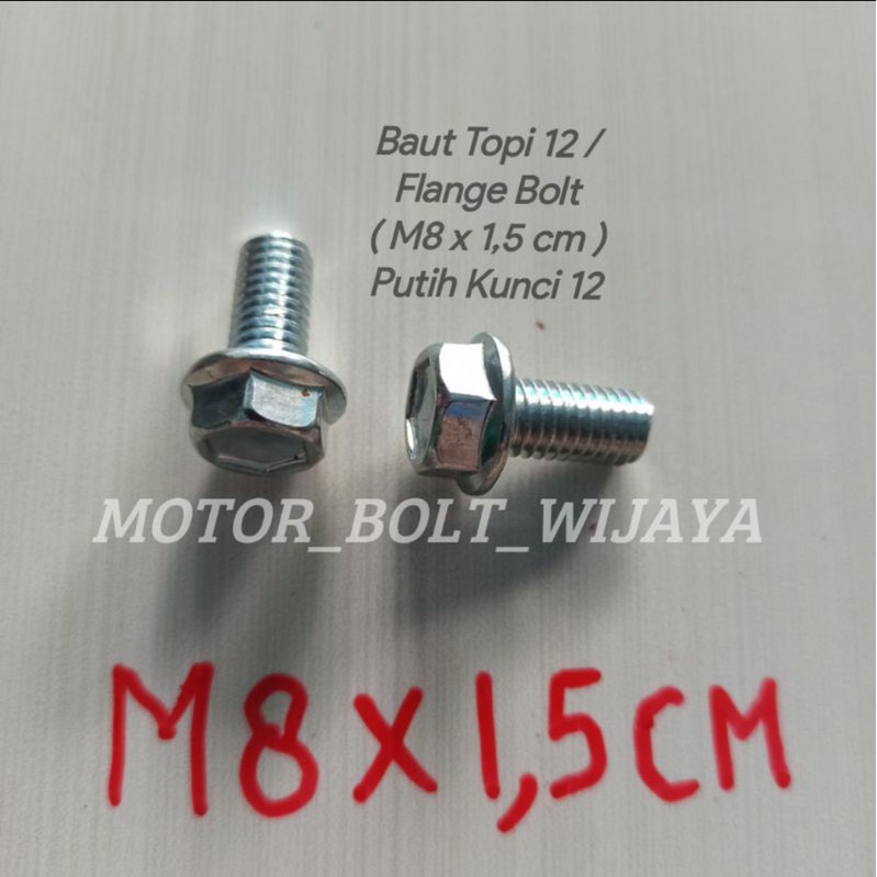 Jual Baut Topi 12 Flange Bolt M8 X 1 5 Cm Putih Kunci 12 Isi 1