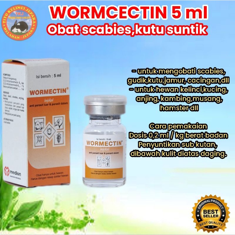 Jual Wormcectin Ml Obat Scabies Gudik Jamur Kutu Cacingan Kelinci