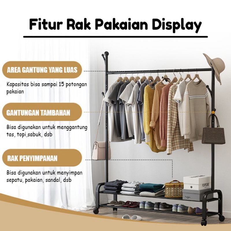 Jual Rak Pakaian Sepatu Display Stand Hanger Single Pole Jumbo