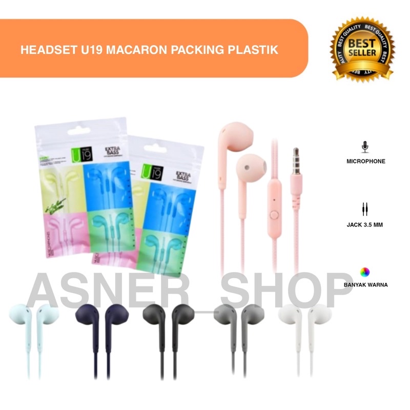 Jual Headset U Macaron Makaron Plastik Hf Earphone Kabel Dove Glossy