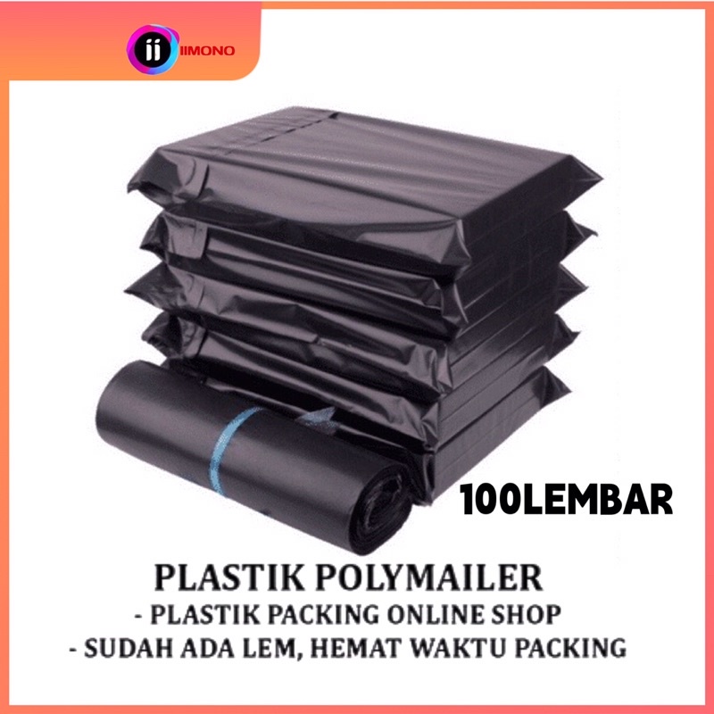 Jual Plastik Polymailer Hitam 17X30CM PEREKAT LEM Plastik Packing