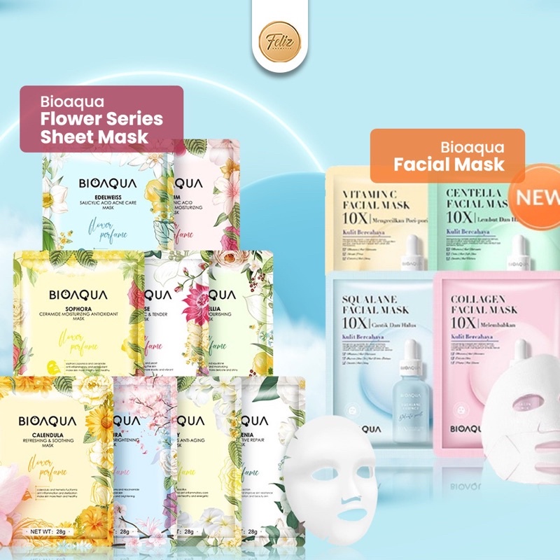 Jual FELIZ BIOAQUA 10X Essence Sheet Mask BIOAQUA Flower Sheet Mask