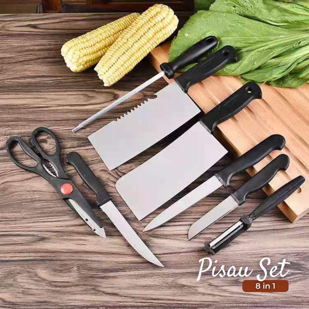 Jual Masterhome Set Pisau Dapur Isi 8 Pcs Stainless Steel Shopee