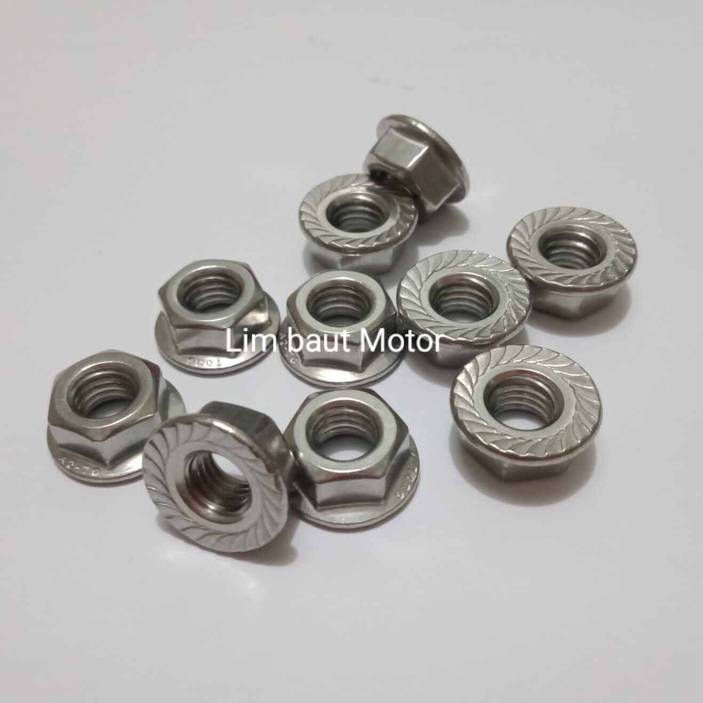 Jual Lim Baut Motor Mur Flange Stainless Mur Baut 12 8mm 1 Biji