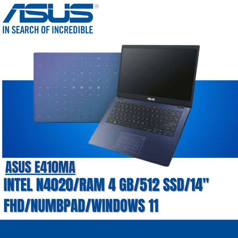 Jual LAPTOP ASUS E410MA INTEL N4020 RAM 4 GB 512 SSD NUMBPAD 14 FHD