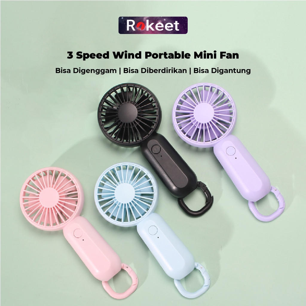 Jual Rokeet Kipas Angin Mini Portable Genggam Cute Mini Fan Usb