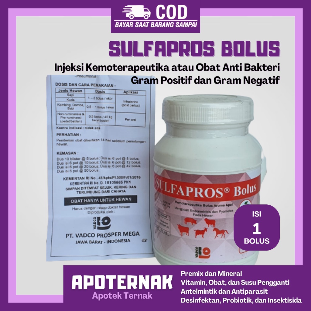 Jual Sulfapros Bolus Bolus Antibiotik Sapi Kambing Domba Babi Kuda