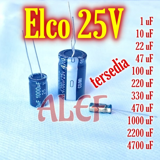 Jual 5 20Pcs Kapasitor Elco 25 Volt 1 10 22 47 100 220 330 470 1000