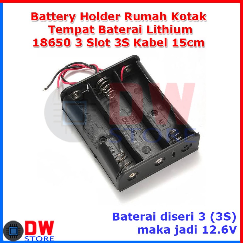 Jual BATTERY HOLDER TEMPAT KOTAK CASE BATERAI 3 7V 3X 18650 3X