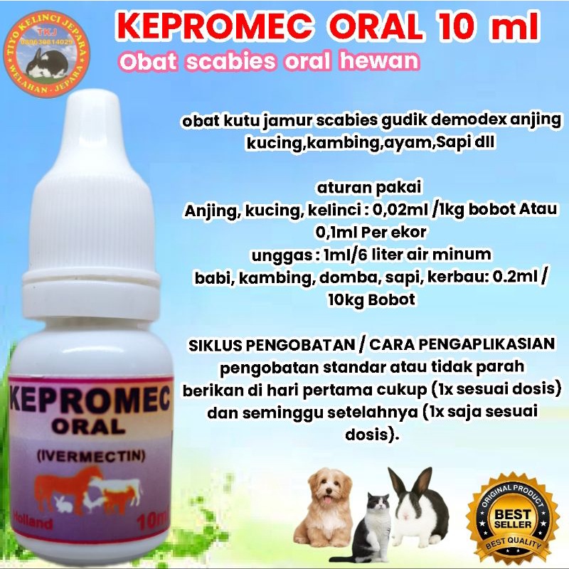 Jual Kepromec Oral 10 Ml Untuk Scabies Kutu Jamur Cacingan Hewan