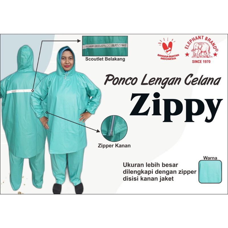 Jual Jas Hujan Ponco Lengan Celana Zippy All Size Dewasa Jumbo Shopee