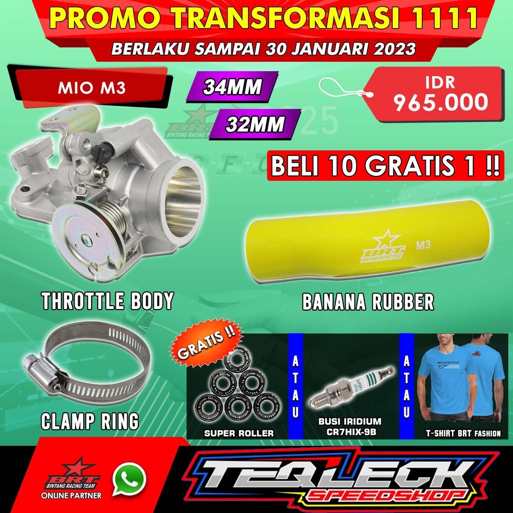 Jual Throttle Body BRT Super Flow TB Mio M3 32 32mm 34 34mm Shopee