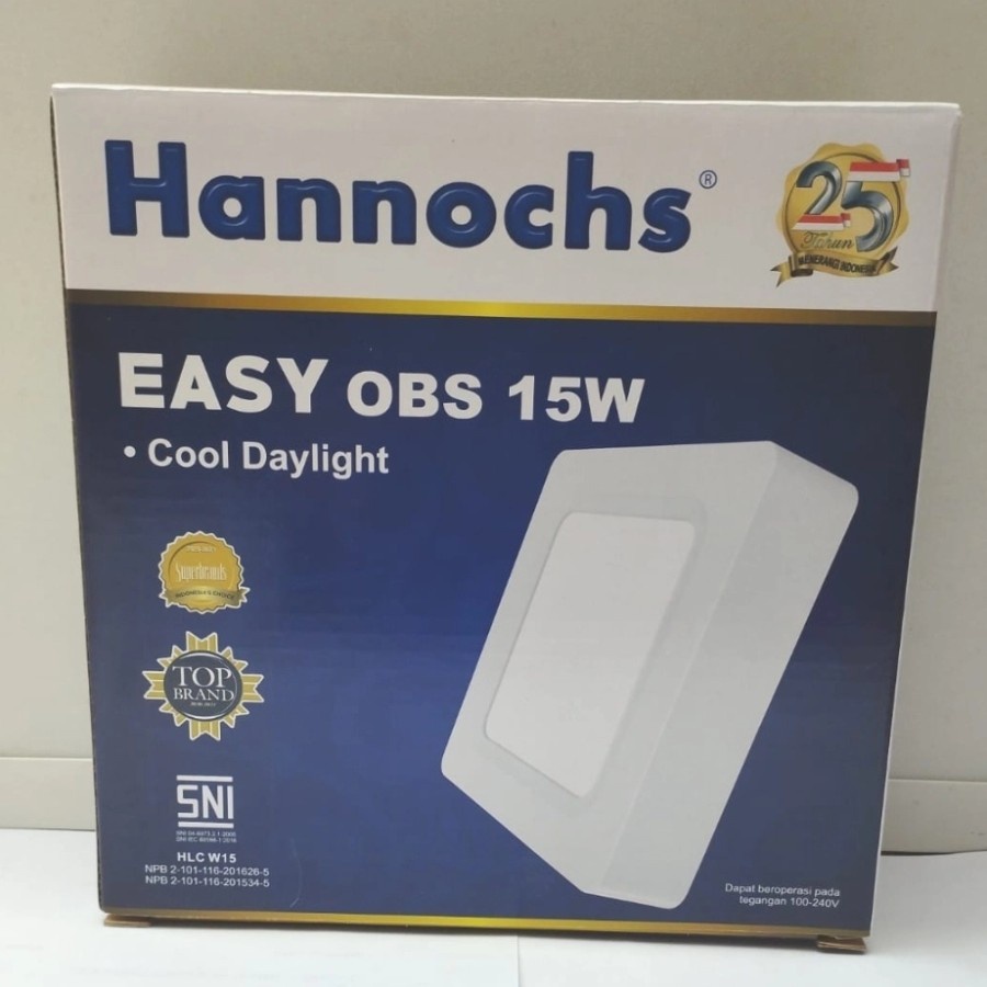 Jual Lampu Downlight LED Plafon Hannochs EASY OBS 15W KOTAK OB DITEMPEL