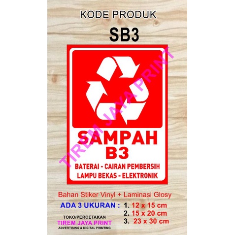 Jual Sticker Tempat Sampah Organik Non Organik Sampah Medis Sampah B