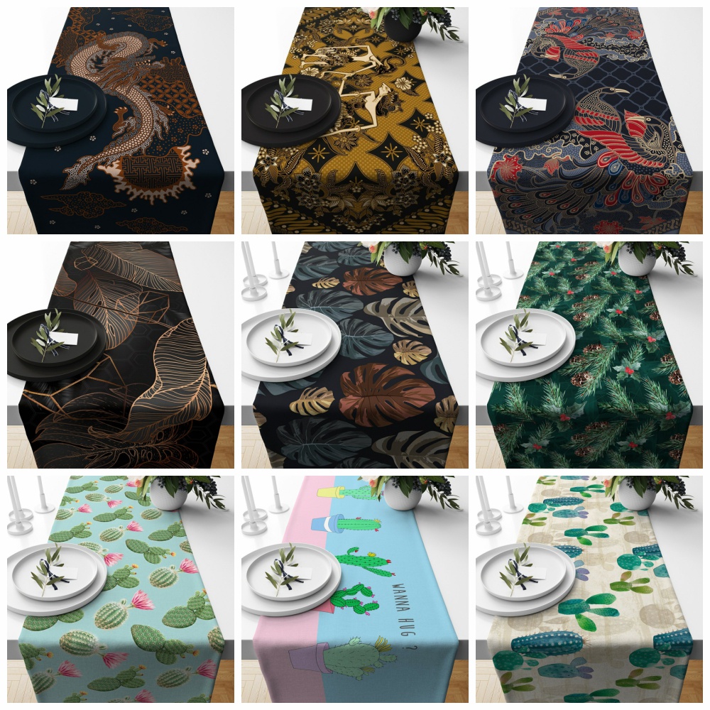 Jual Taplak Meja Table Runner Motif Cactus Motif Batik Tropical