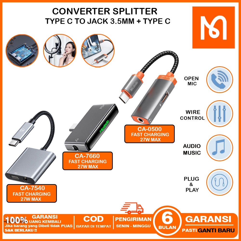 Jual Mcdodo Converter Splitter Usb Type C Ke Jack Mm Type C