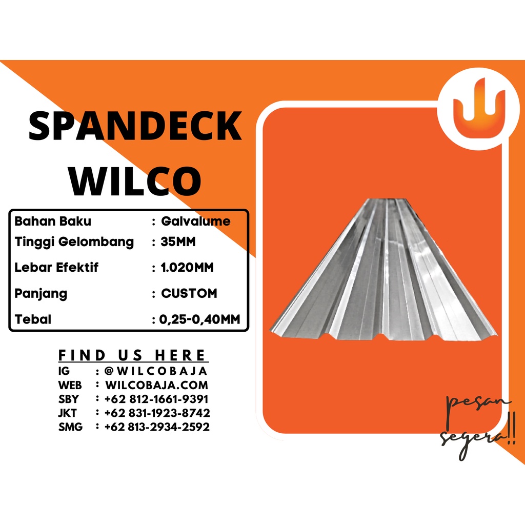 Jual WILCO BAJA RINGAN SPANDECK ROOFDECK ATAP GALVALUME Shopee